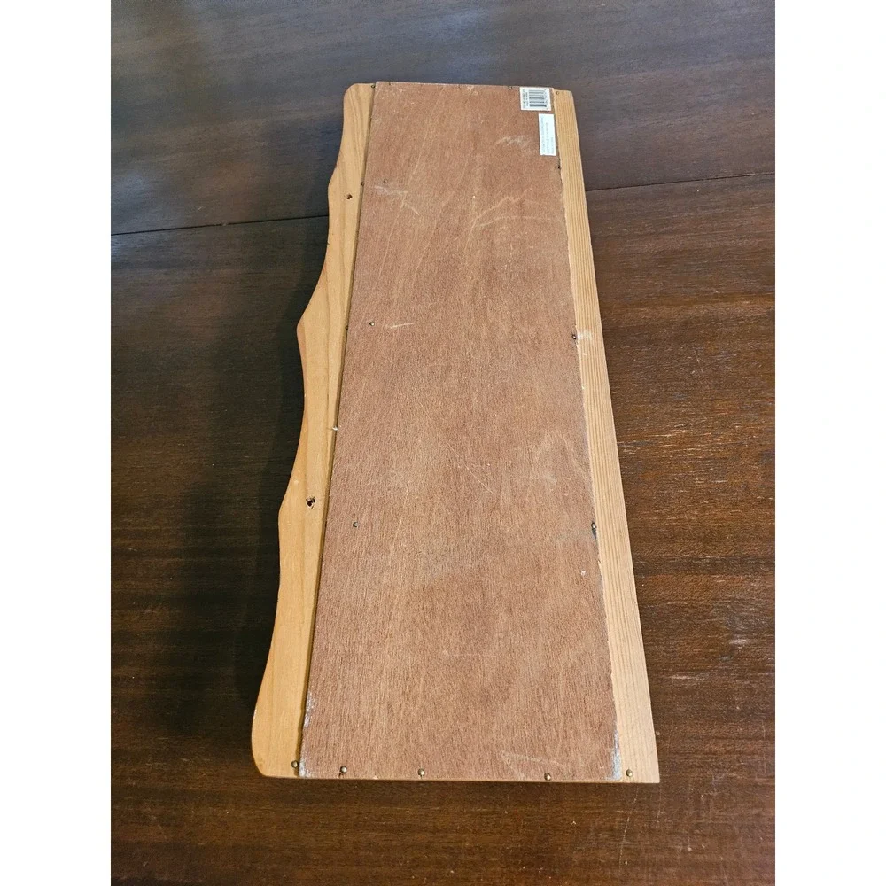 Wooden Wall Shelf Brown Heart Cutout Country Rustic Vintage